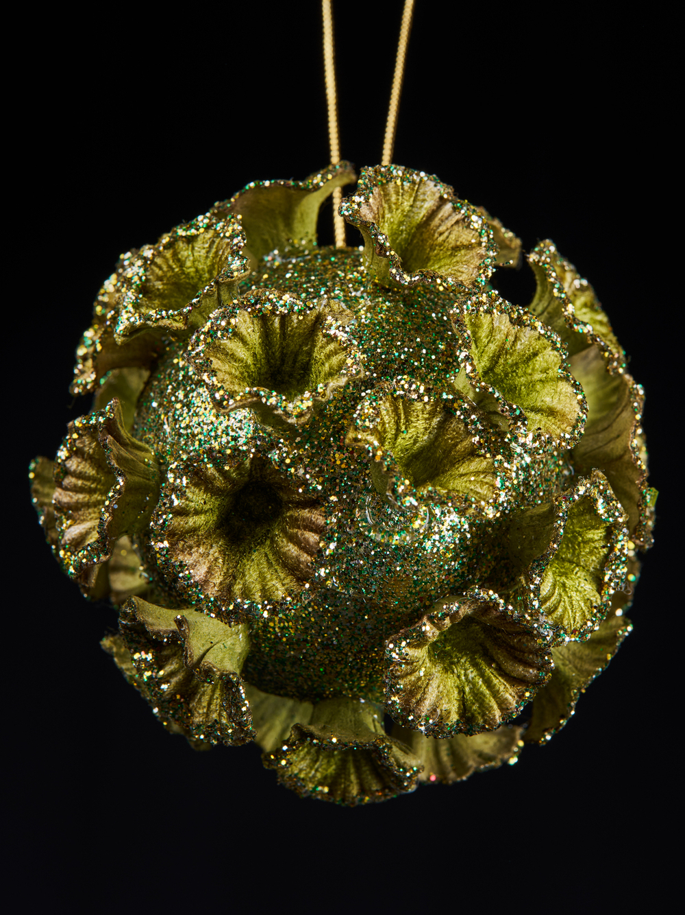 Елочная игрушка Цветочный шар 11см ChristmasDeLuxe зеленый