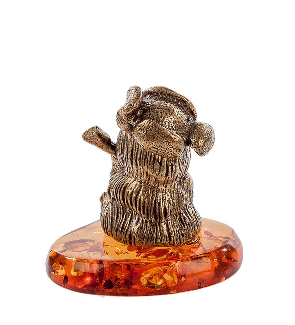 Народные промыслы AM- 440 Фигурка «Медведь с балалайкой» (латунь, янтарь)