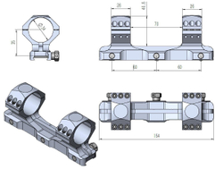 Кронштейн-моноблок Vector Optics D34mm 20MOA, на Weaver, 6 винтов (SCTM-61P) на винтах