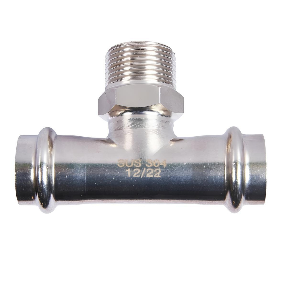 ROMMER Тройник с НР 22x3/4" из нержавеющей стали прессовой