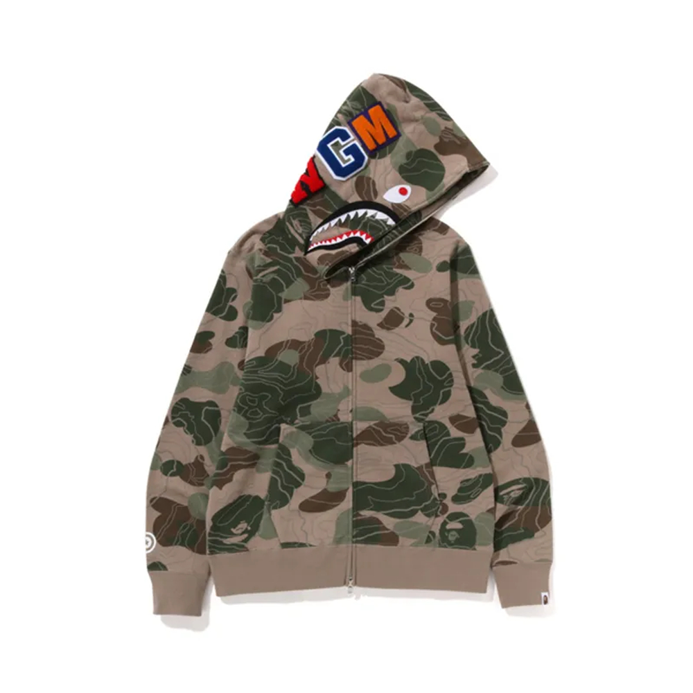 A Bathing Ape Layered Line Camo Shark Full Zip Худи