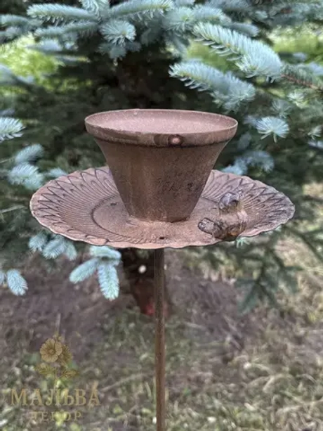 Кормушка "Чашка на блюдце с птичкой" 22x21x7 см + 93 см опора