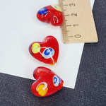 Бусины сердце, стекло, лэмпворк, миллефиори, р-р 20мм, штучно