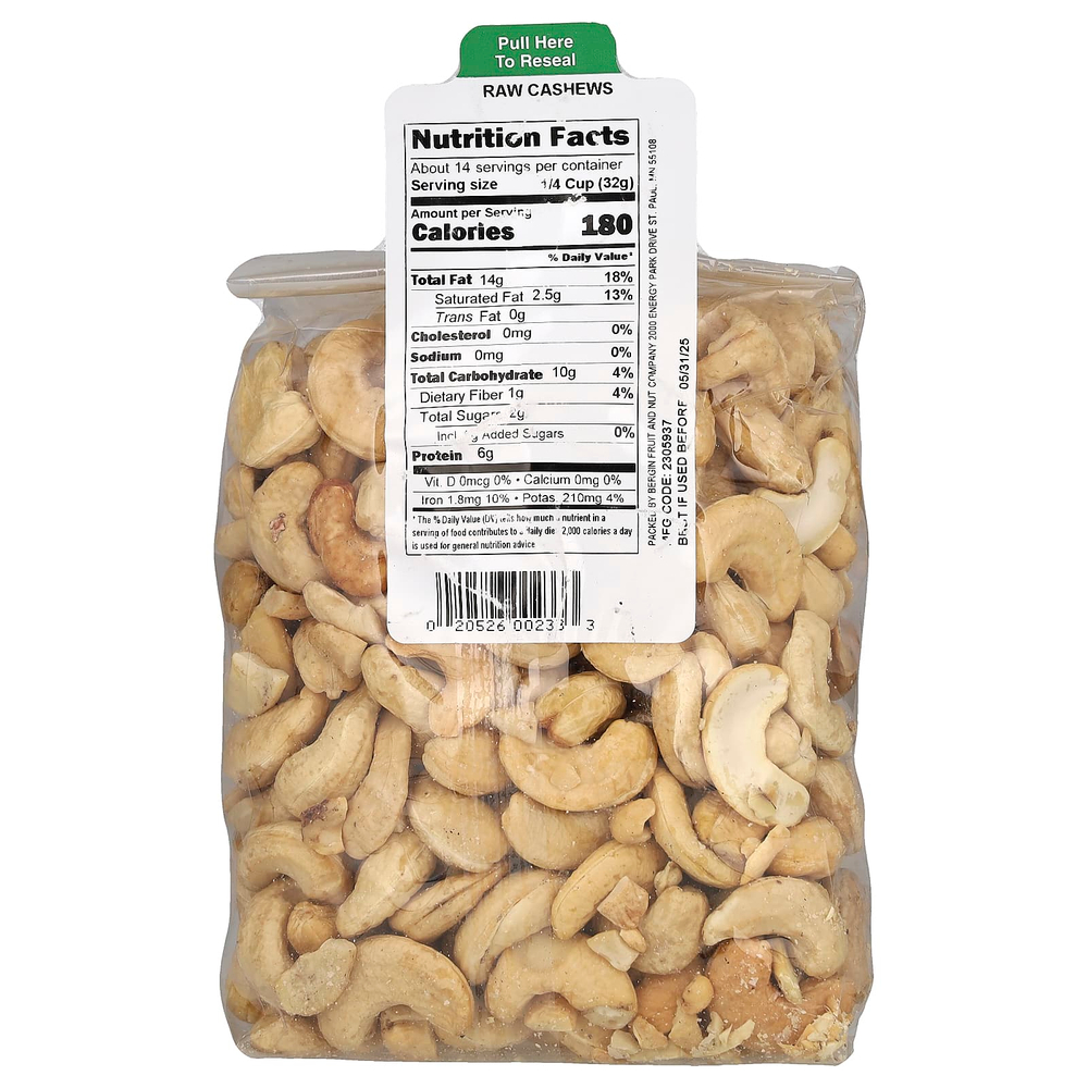 Bergin Fruit and Nut Company, необработанные кешью, 454 г (16 унций)