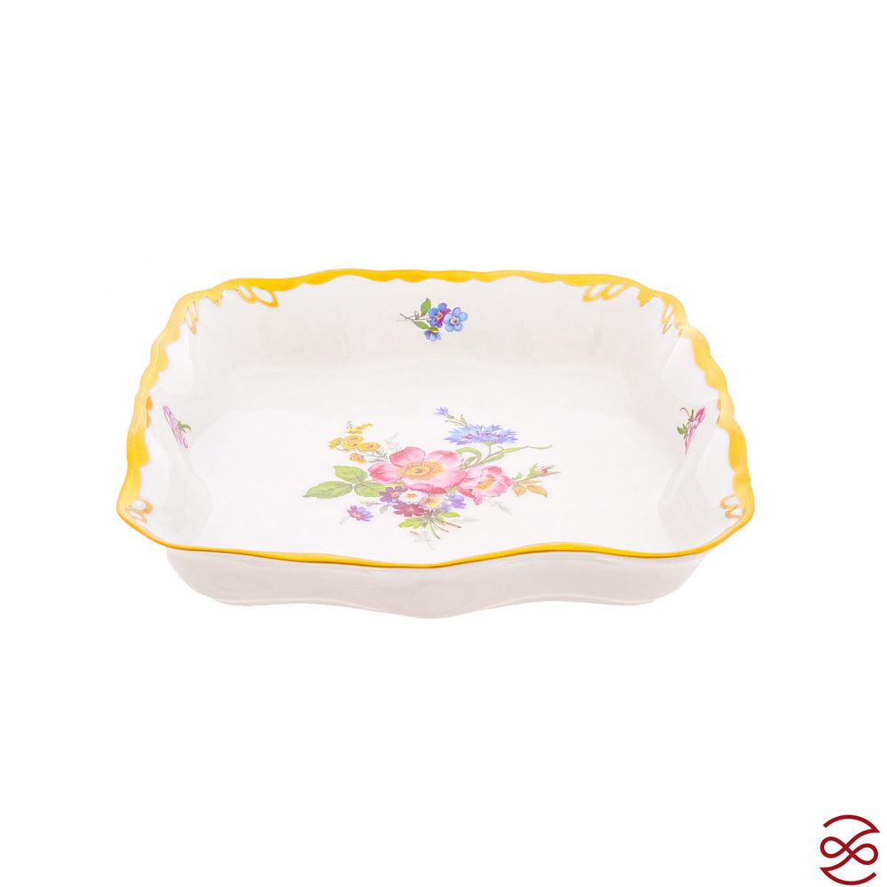 Салатник квадратный Queen's Crown Мейсенский букет 19см