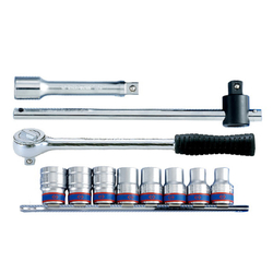 KING TONY (4311MR) Набор торцевых головок с принадлежностями 1/2", 6-гранные, 10-19 мм, 11 предметов