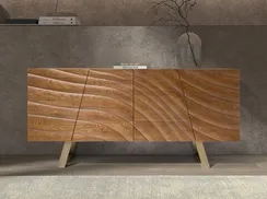 Сервант 3298 из светлого ореха и стали золотистого цвета