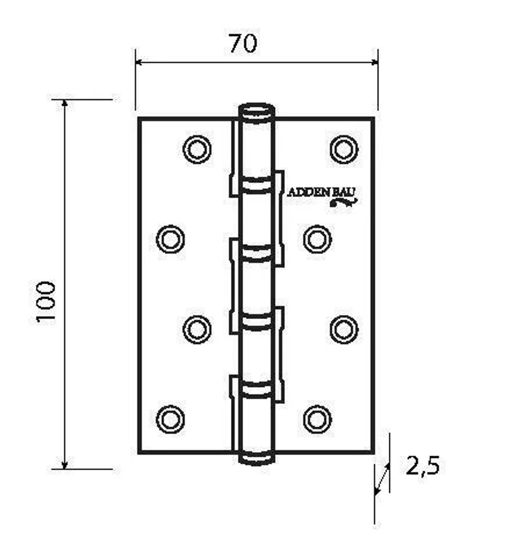 Петля ADDENBAU 100х70х2.5 4BB SATIN NICKEL