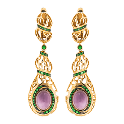 Серьги с Халцедонами и Цаворитами, E0161-1/34