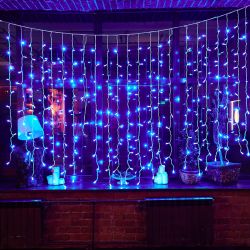 ULD-C2030-240-TWK BLUE IP67 Занавес светодиодный с эффектом мерцания. 3х2м. Соединяемый. 240 светодиодов. Синий свет. Провод белый. TM Uniel.
