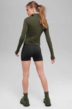 Alo yoga Лонгслив с длинным рукавом и застежкой-молнией 1/4, оливково-зеленый