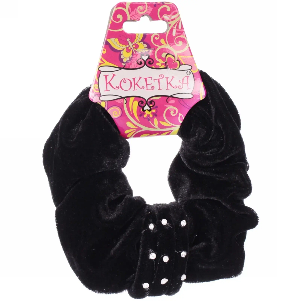 Резинка для волос 1шт «Кокетка - Your Radiance», цвет черный, 9 стразиков, d-12см ●