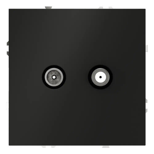 Розетка телевизионная встраиваемая VOLTUM S70 оконечная TV+SAT, (черный матовый)