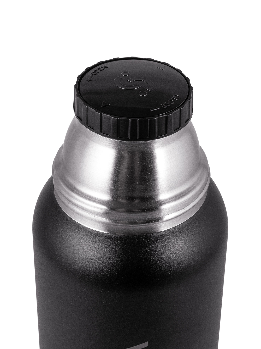 Термос Relaxika 103 (1 литр), черный (стикерпак "Зимний спорт")