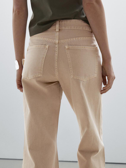 Massimo Dutti Расклешенные джинсы со средней посадкой, бежевый