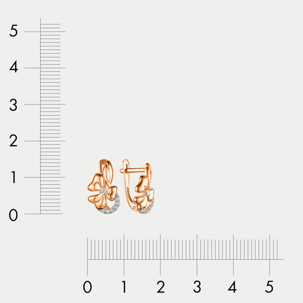 Женские серьги из розового золота 585 пробы с фианитами (арт. 012222-1102)