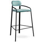 Стул барный Ror, round, велюр, черный/светло-бирюзовый