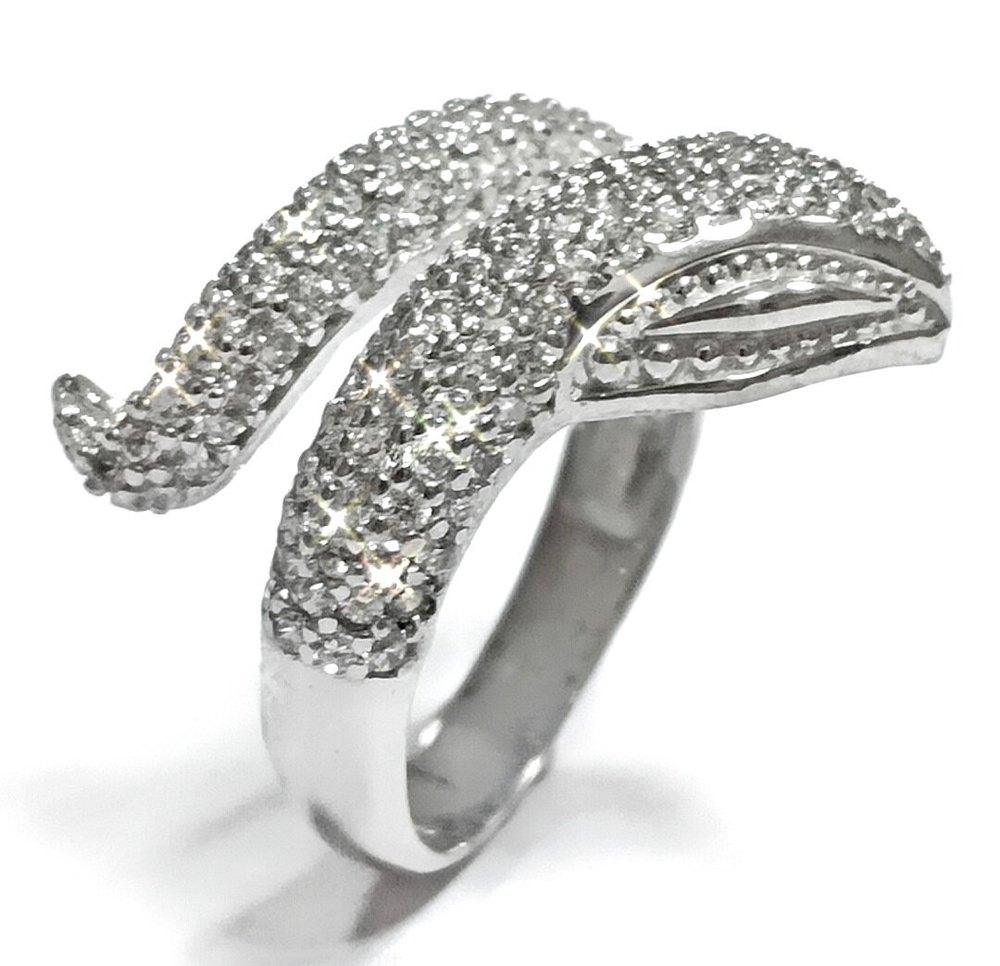 Ювелирное кольцо из серебра 925 пробы "Змейка"с фианитами,размер 18