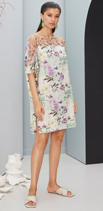 Очаровательная сорочка с цветочным рисунком (Размер: XL) (Цвет: молочный)