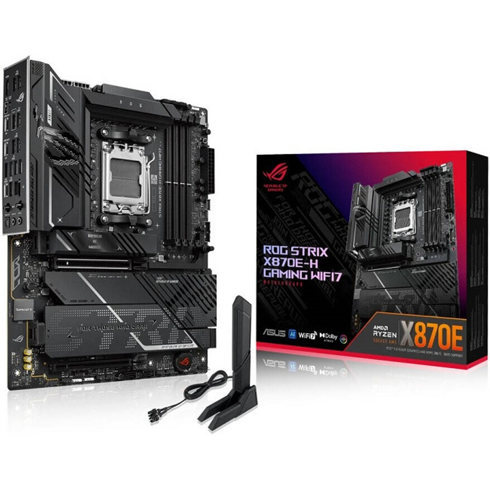 Материнская плата ASUS ROG STRIX X870E-H GAMING WIFI7 (AM5/AMD X870E/4xDDR5/2xPCI-Ex16/4xM.2/SB/Wi-Fi/BT/HDMI/ATX)
