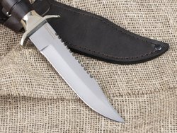 Нож «Пограничник», сталь 95х18, резная рукоять из черного мореного граба