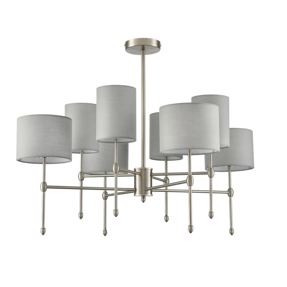 8262/8C CLASSI LN26 062 металл/текстиль, никель/серый Люстра потолочная E14 8*40W 220V LATTI