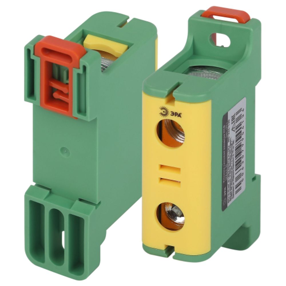 Клемма силовая вводная КСВ ЭРА NO-224-130 (KE62.3) 16-95 мм2 желтая/зеленая PE | Клеммы силовые вводные КСВ, КВМ