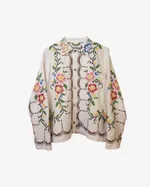 Рубашка Soeurs Украшенная Яркой Вышивкой / Big Pink Flowers Long Sleeve белая