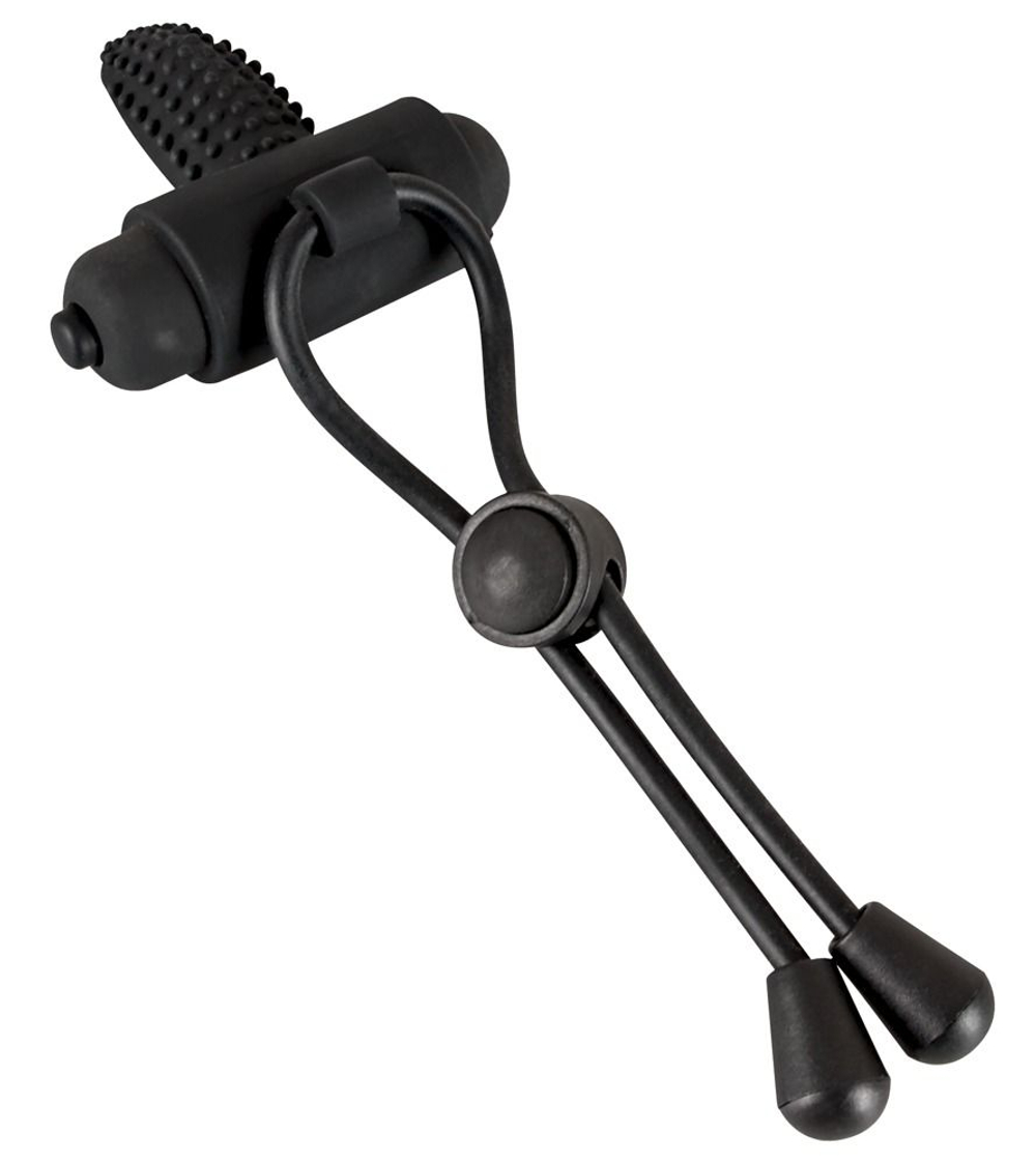 Чёрно лассо на пенис BLACK VELVETS с вибрацией (Цвет: черный)