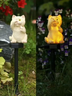 Cадовый светильник кошка, украшение сада, для улицы, на солнечной батареи