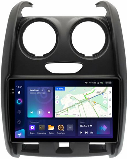 Магнитола для Renault Duster 1 2015-2020, Lada Largus 2021+ (мультируль/джойстик, рамка большая матовая) - Teyes CC3-2K монитор 9.5" 2K QLED на Android 10, ТОП процессор, CarPlay, 4G SIM-слот
