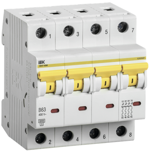 KARAT Автоматический выключатель ВА47-60M 4P B 63А 6кА IEK