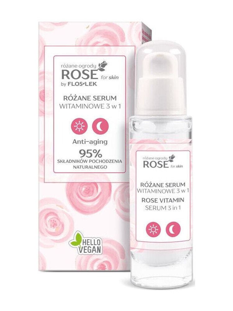 Floslek Rose for Skin Różane Serum witaminowe 3w1 na dzień i noc 30ml