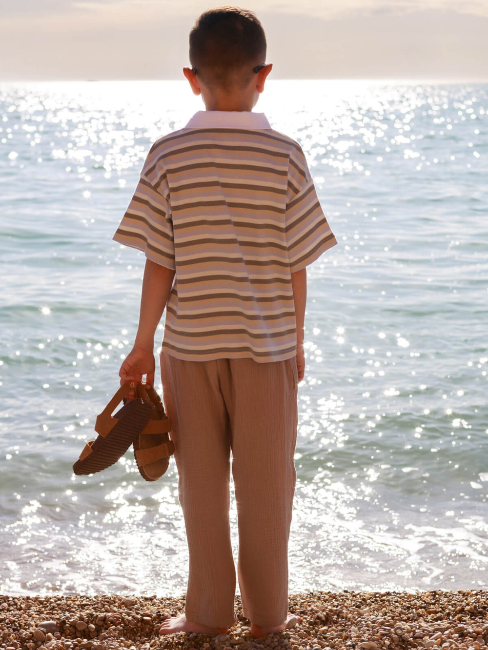 Поло оверсайз Mjölk Полоска серая