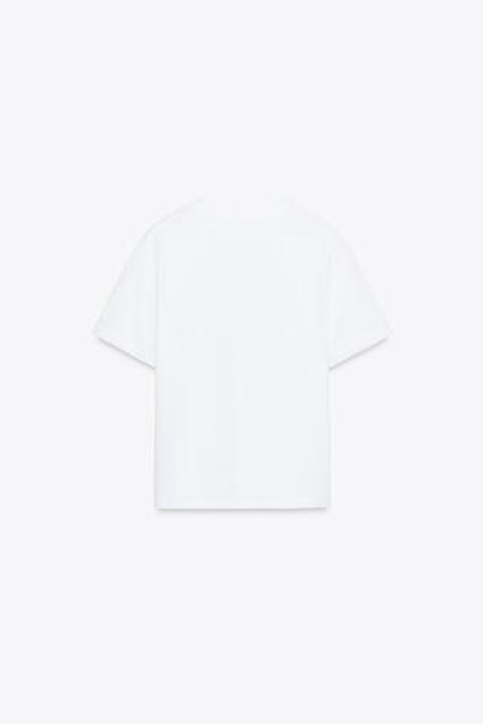 ZARA ФУТБОЛКА С НАДПИСЬЮ, БЕЛЫЙ