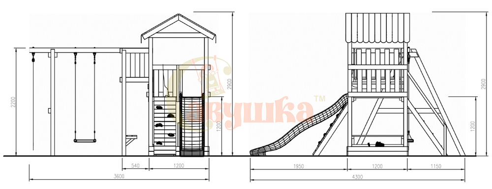 Детская площадка Савушка Мастер 1 с зимней и летней (Махагон) 4 сезона