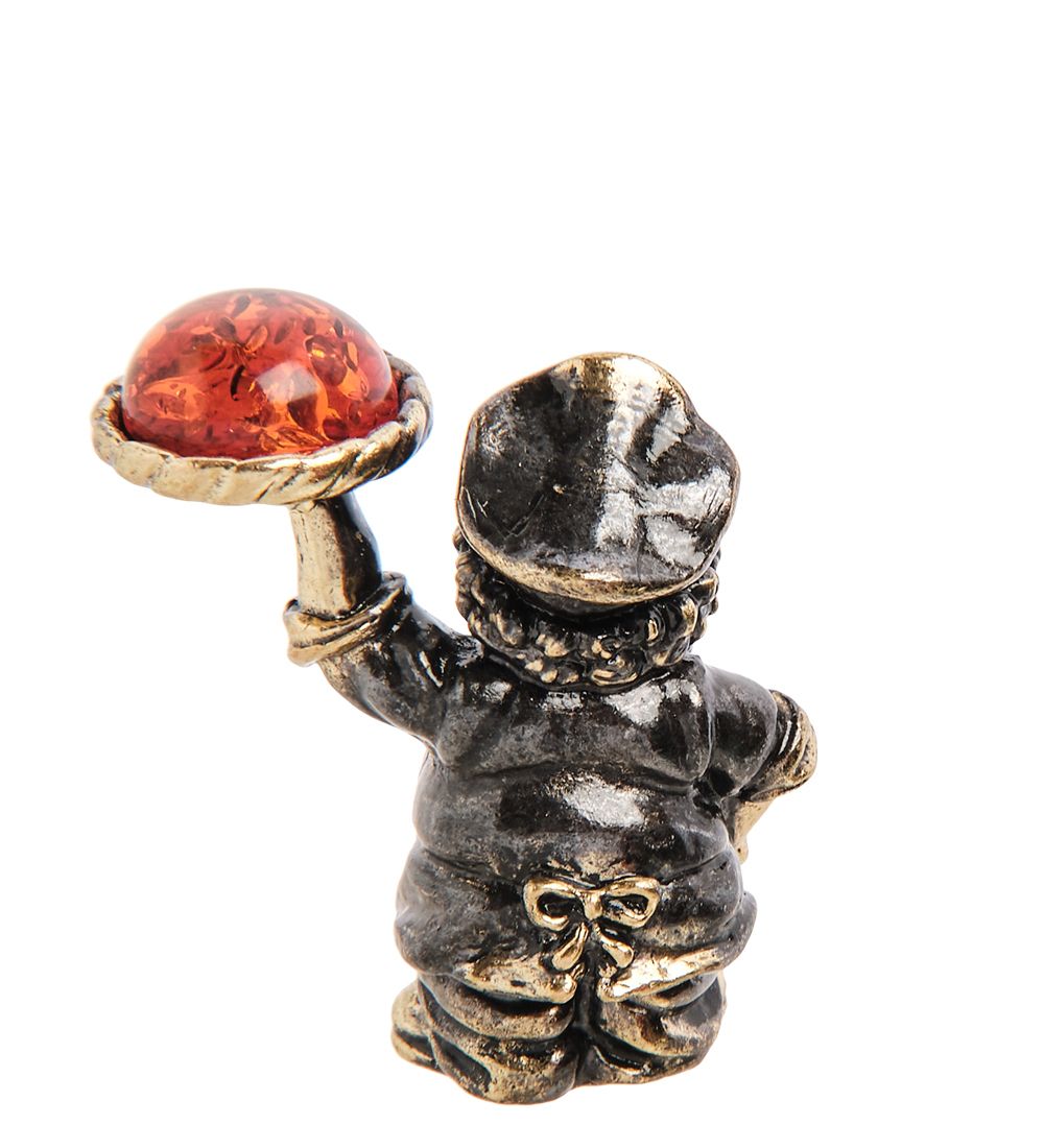 Народные промыслы AM-3229 Фигурка «Шеф-повар» (латунь, янтарь)