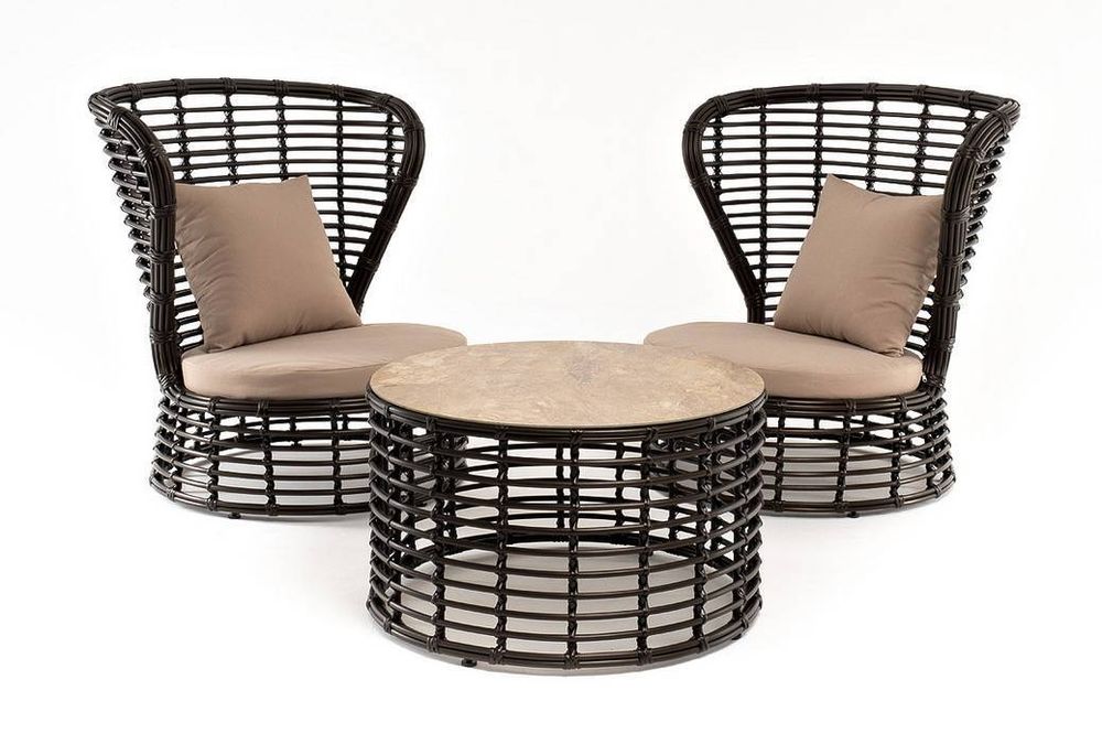 "Парма" кофейный комплект из искусственного ротанга, цвет бронзовый