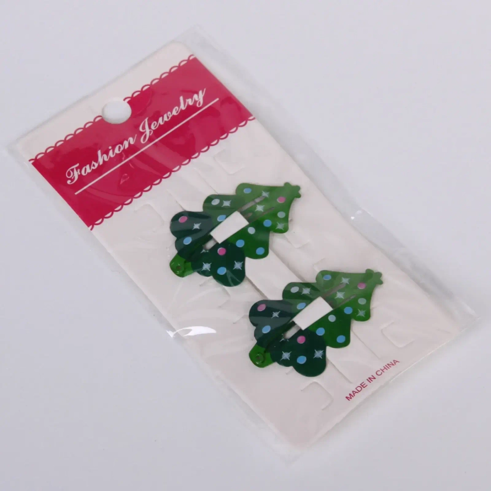 Зажимы для волос 2шт «Новогодняя сказка - Ёлочки», 5*2см