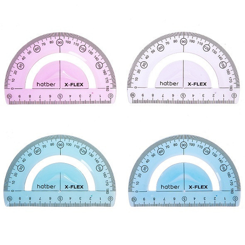 Транспортир пластик 180°/10см ХАТБЕР гибкий Флекс (RL67317)