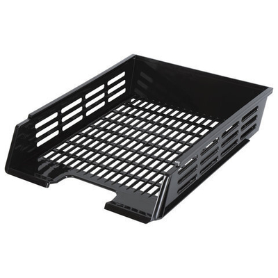 Лоток горизонтальный для бумаг BRAUBERG «Basic», А4 (360×270×75 мм), с пазами, сетчатый, черный, 4 штуки в комплекте.