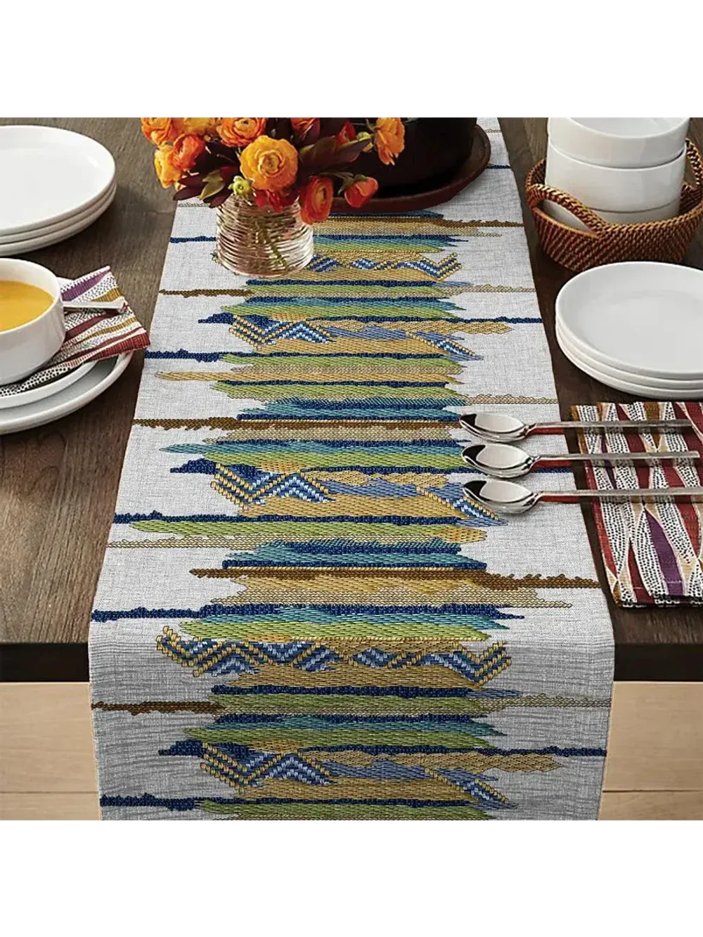 Дорожка декор на стол тканевая Сказка "Радужный стиль" 125х45 рогожка