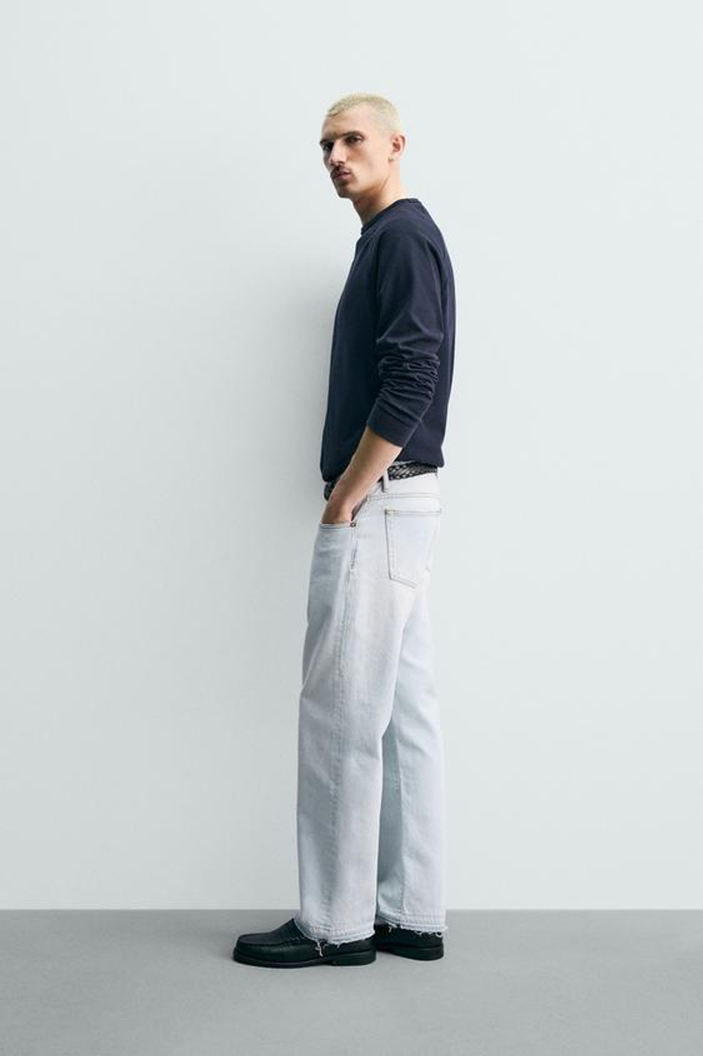 ZARA ДЖИНСЫ STRAIGHT ДЛИНОЙ ДО ЩИКОЛОТКИ, ГОЛУБОЙ