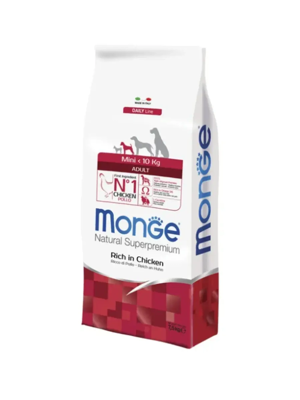 Сухой корм Monge Dog Daily Line Mini (Монж Мини) для взрослых собак мелких пород, из курицы 7,5 кг