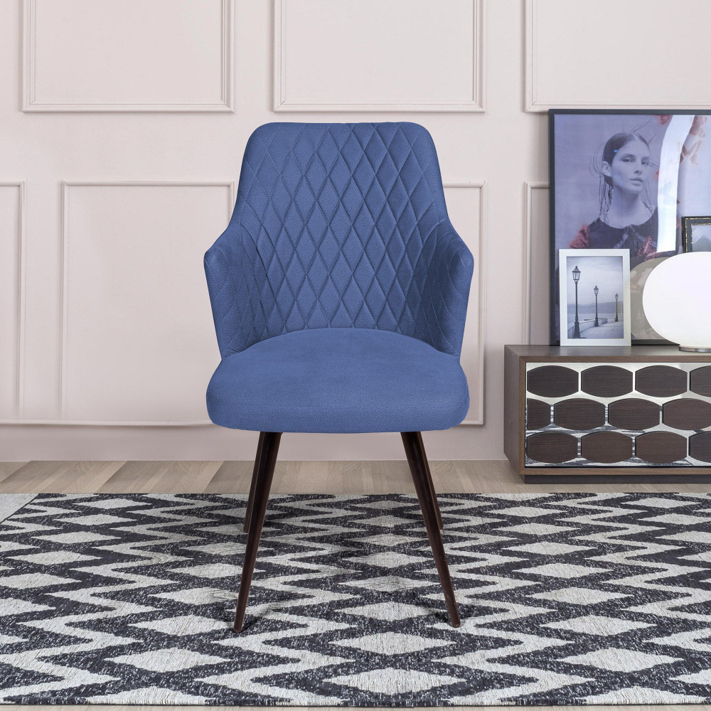 Стул поворотный на 90 градусов, функция возврата, антишум Hunt ромб, бархат синий 29 / чёрный конус