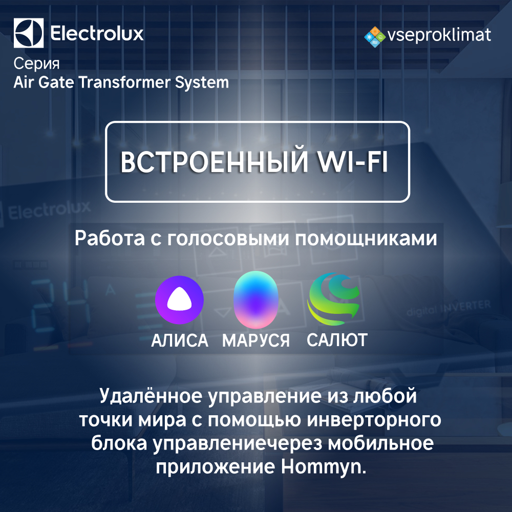 Инверторный конвектор Electrolux Air Gate Transformer с блоком управления ECH/AG2-2500 T-TUI4 с WI-FI без шасси, 10 ступеней мощности