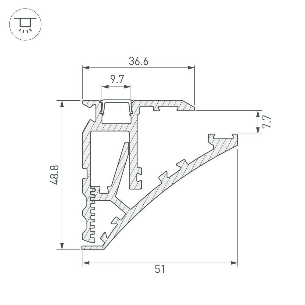 Профиль SHELF-600-2000 ANOD (Arlight, Алюминий) 060498