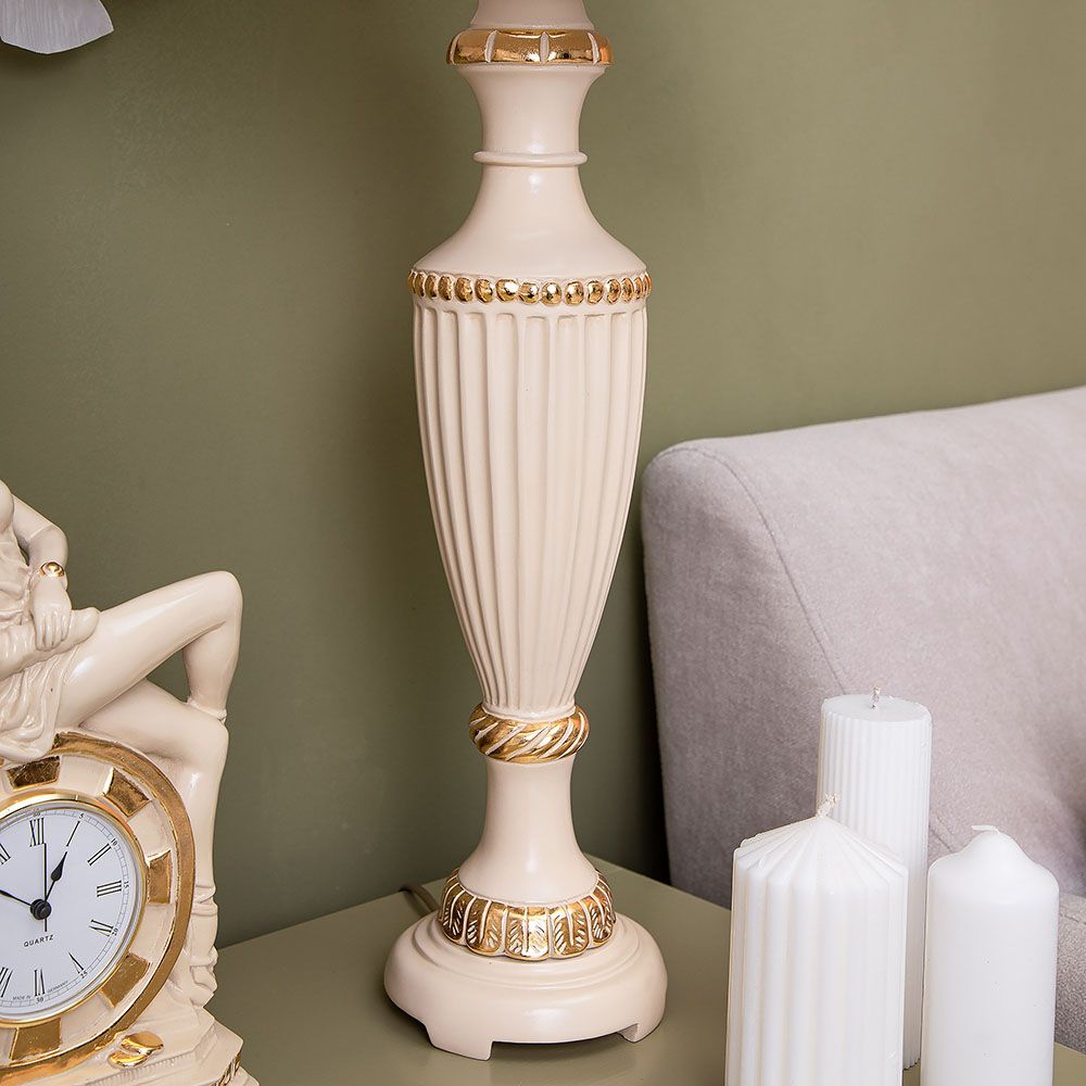 Настольная лампа Ваза Ребристая Айвори с абажуром №38 Айвори