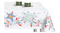 Скатерть 168х250см Mix&Match Home Счастливая звезда белая с принтом