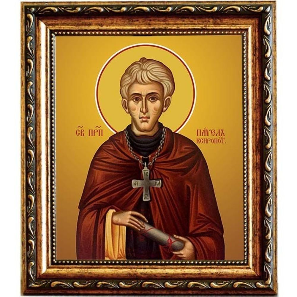 Павел Ксиропотамский преподобный. Икона на холсте.